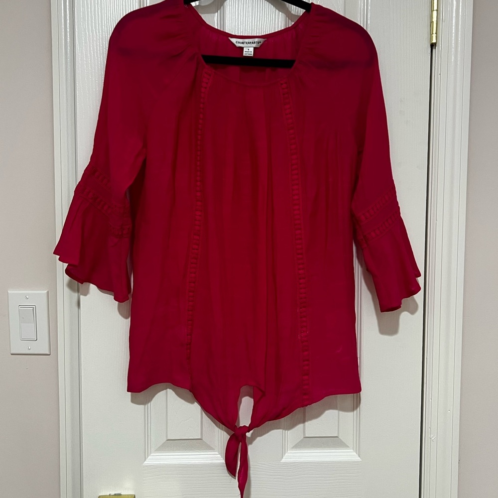 Counterparts Pink S Blouse with Ruffle Sleeves